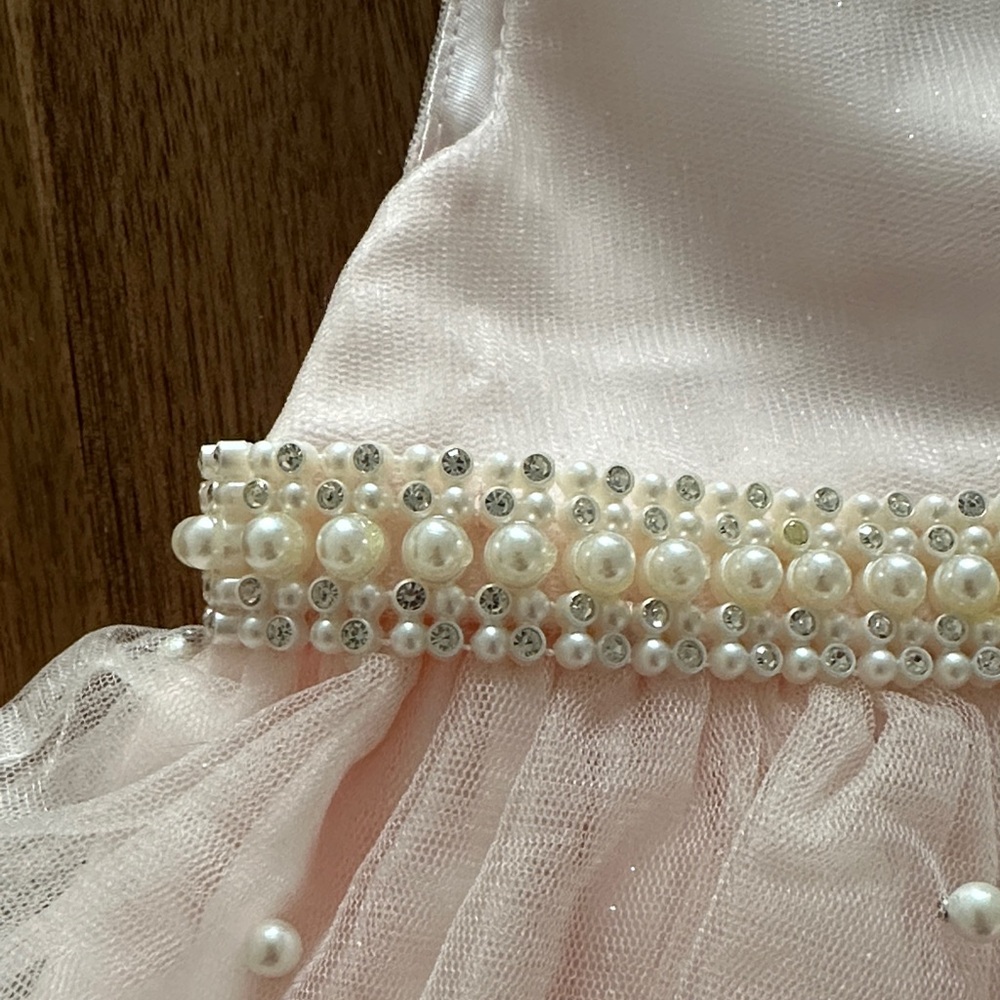 Couture Princess Pink Tulle Dress with Pearl Details - Picture 3 of 9